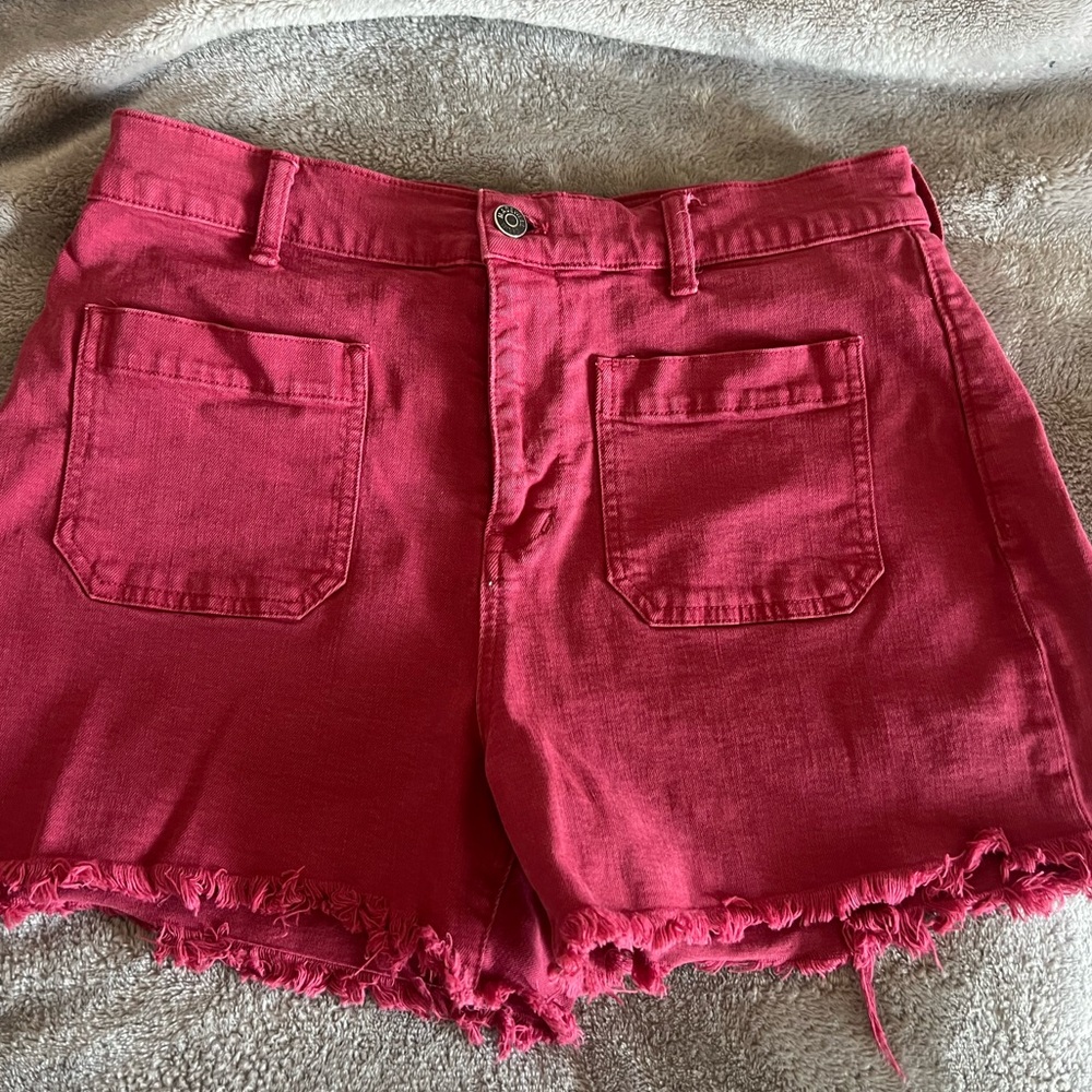 red high waisted madewell shorts sz.28